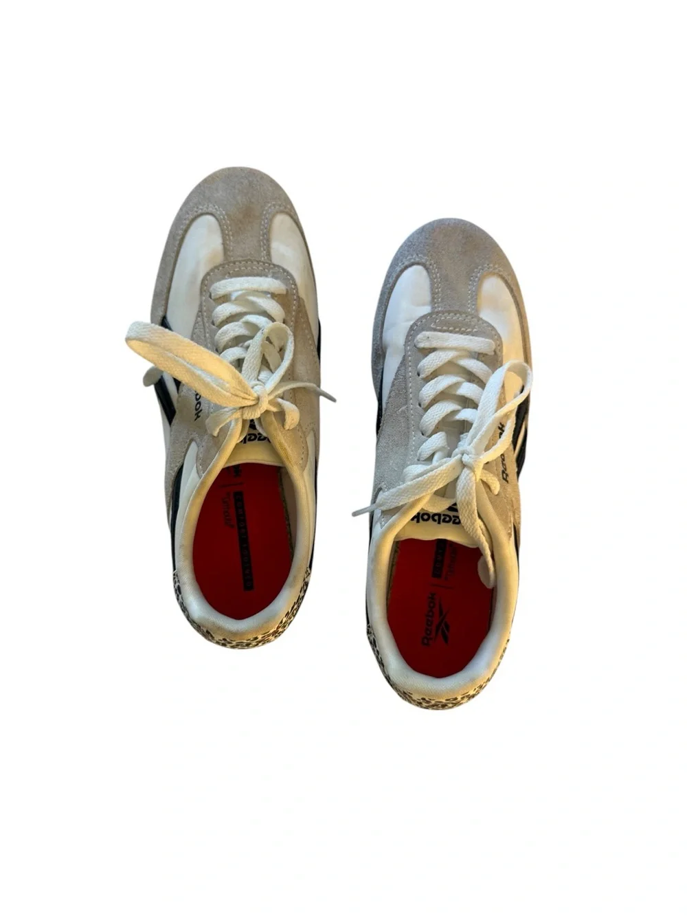 Reebok White and Beige Low-Top Sneakers with Black Details